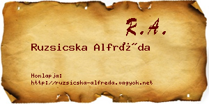 Ruzsicska Alfréda névjegykártya